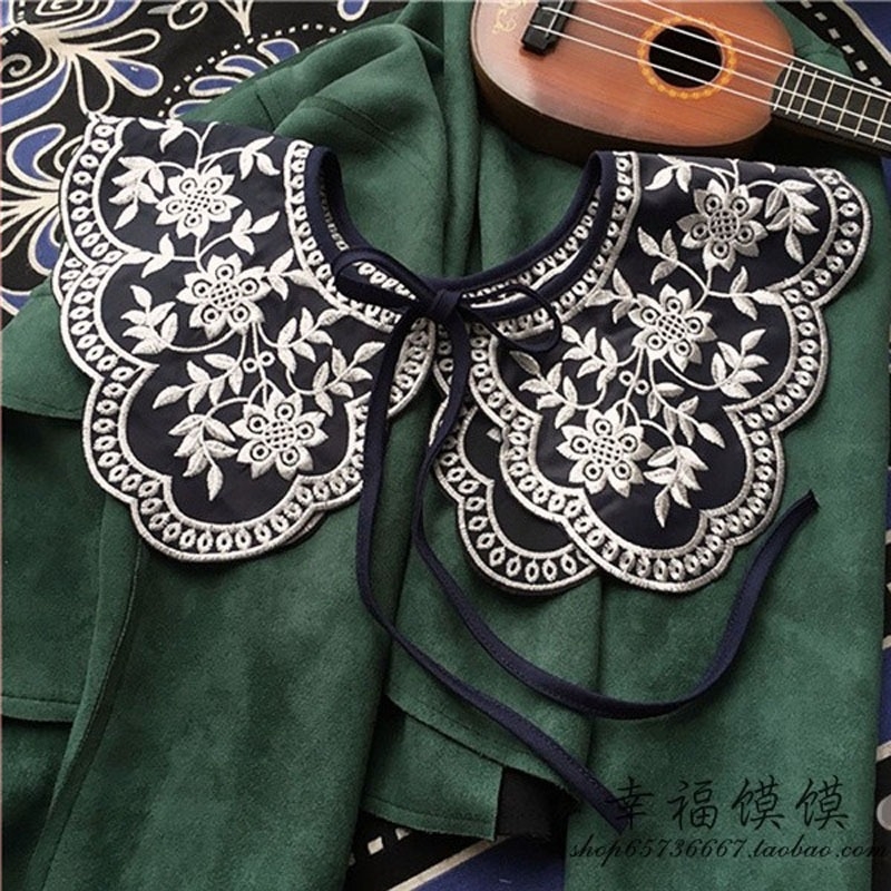 Сладка дантелена декоративна двуслойна дишаща фалшива яка, пролетно и лятно просто атмосферно облекло за намаляване на възрастта, дамски универсален шал, външно крило