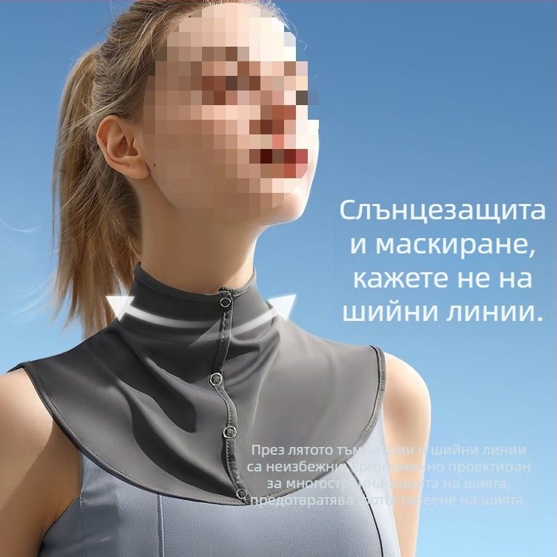 Копринен шал, летен слънцезащитен шал за жени, тънък шал от ледена коприна, за шофиране на открито, анти-UV защита за врата, фалшива яка за врата