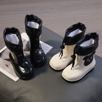 Детски гумени ботуши за момчета и момичета, анимационни бебешки водни обувки, сладки детски водни ботуши, неплъзгащи се топли ученически водоустойчиви обувки