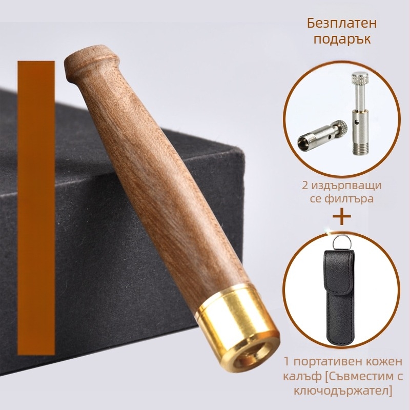 Филтър за цигари Jinsinan от масивно дърво, цигарен филтър, едър, среден и фин, за трикратна употреба, циркулационен тип, може да се пере