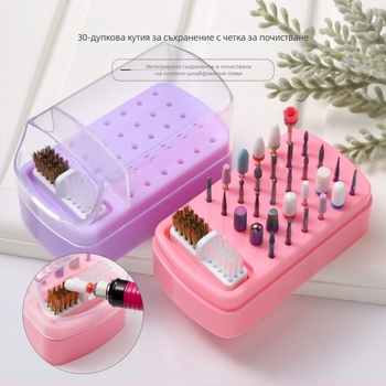 Трансгранично почистване на полиращи глави Кутия за съхранение с 30 дупки 100-дупкова квадратна шлифовъчна глава за нокти, прахоустойчива прозрачна стойка за показване на склад