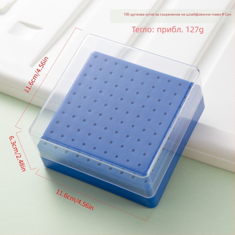 Трансгранично почистване на полиращи глави Кутия за съхранение с 30 дупки 100-дупкова квадратна шлифовъчна глава за нокти, прахоустойчива прозрачна стойка за показване на склад