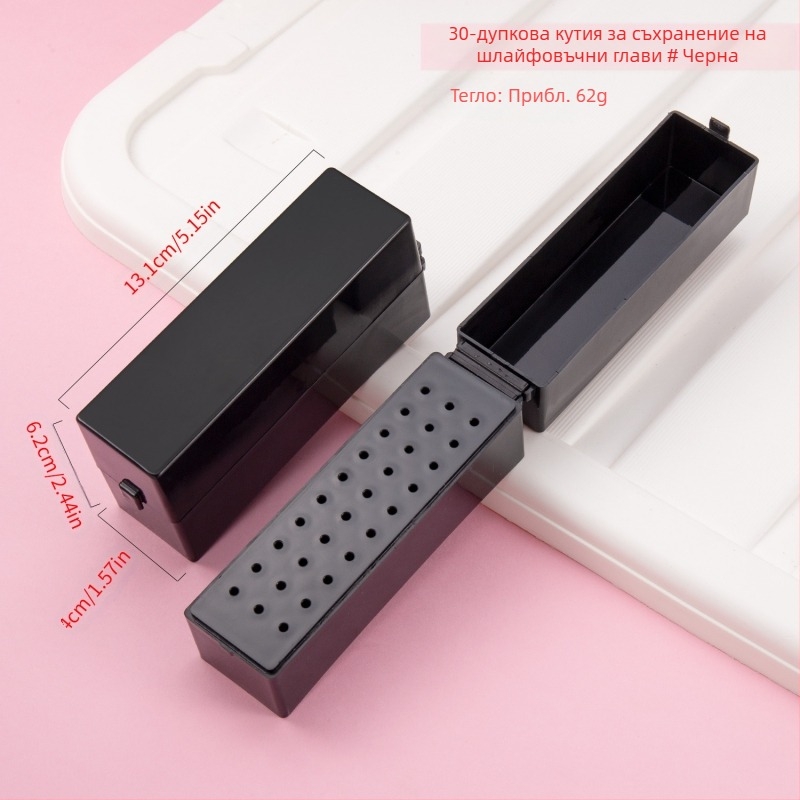 Трансгранично почистване на полиращи глави Кутия за съхранение с 30 дупки 100-дупкова квадратна шлифовъчна глава за нокти, прахоустойчива прозрачна стойка за показване на склад