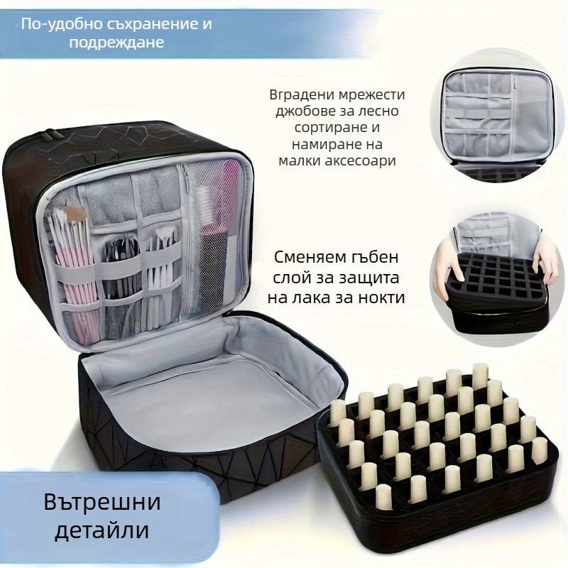 Трансгранична експлозивна двуслойна козметична чанта с голяма височина за съхранение, преносима чанта за тоалетни принадлежности, козметична чанта, чанта за съхранение на лак за нокти