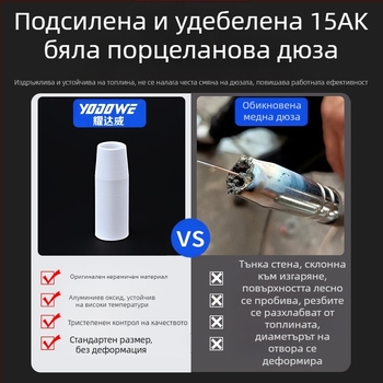 1K защитна дюза, европейски аксесоари за газово защитен заваръчен пистолет, безвъздушна защитна дюза, 200A керамична двуекранирана заваръчна машина, порцеланова дюза