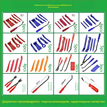 Комплект инструменти за отстраняване на автомобилни пластмасови части е подходящ за аудио броня, табло, интериорни катарами и др. Производителят е специализиран в