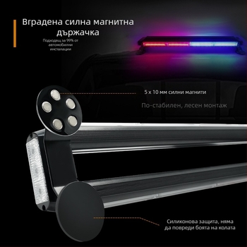 Автомобилен COB предупредителен LED светло с четиристранна строб лампа, модел JSD12/15, корпус от алуминий+PC, LED източник, 50000 ч експлоатационен живот