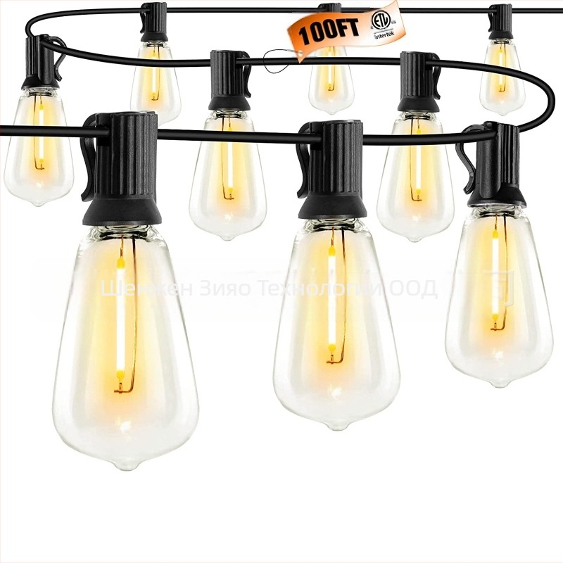 ST38 грушевидна слънчева LED нишкова светлина – USB зареждане, IP65 водоустойчив корпус от поликарбонат, за външна употреба, 4 режима