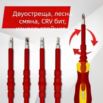 Tonghe 29-в-1 изолиран комплект отвертки, магнитни битове от хром-ванадий за електротехници и домашни ремонти.