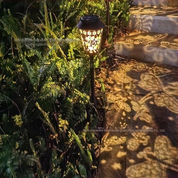 Слънчева железна градинска лампа за открито с пеперудено изрязване — LED, 0.5W, 1.2V, 6–12 ч, модел D333