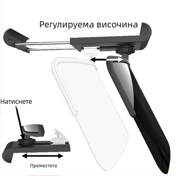 Автомобилен слънцезащитен визьор с 360° регулиране и антиотразително огледало, пластмаса, 180 г, орбитален монтаж, печат на лого и персонализация
