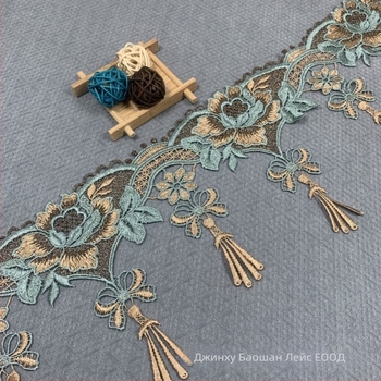 Полиестерова водноразтворима бродерия и ресни — кант с дизайн на баркод за облекло и домашни текстили