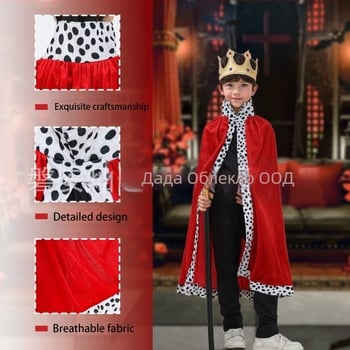 Детски Хелоуин костюм: мантия с тема крал/принц за рожден ден и сценично изпълнение (Марка Lane • Есен 2024)