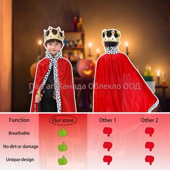 Детски Хелоуин костюм: мантия с тема крал/принц за рожден ден и сценично изпълнение (Марка Lane • Есен 2024)