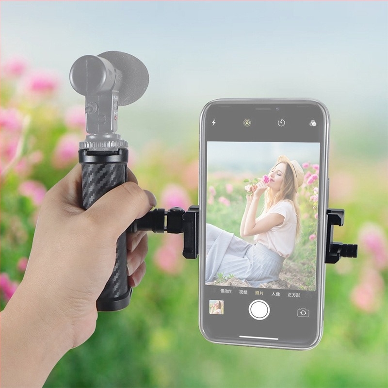 Алуминиева дръжка-скоба за мобилна фотография с въртящ се на 360° VLog държач; съвместима с Apple, Huawei, Xiaomi, OPPO и други телефони; максимален товар 2–5 кг.