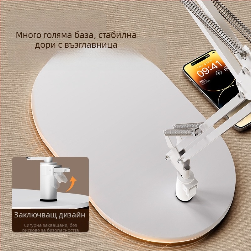 Конзолен държач за таблет за нощно шкафче, сгъваем, 360° въртене, монтаж без инструменти, универсален за iPad, алуминиева сплав