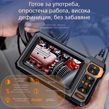 Ендоскоп с дисплей за индустриална поддръжка и инспекция на автомобилни тръби, диаметър на сонда 8.5, IP67 водоустойчив, работна дължина 20–100, 4.3 инча дисплей, LED осветление
