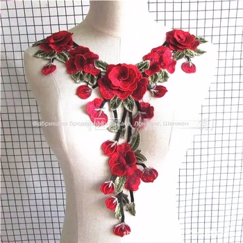 Дантелена украса за облекло; полиестерна прежда; подходящо за дамски дрехи, шапки и дънки