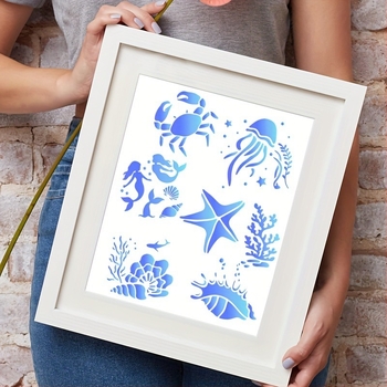 Шаблон PET за морска серия за деца – DIY мотиви с прорезан трафарет; PET материал; не е внесен; без IP разрешение