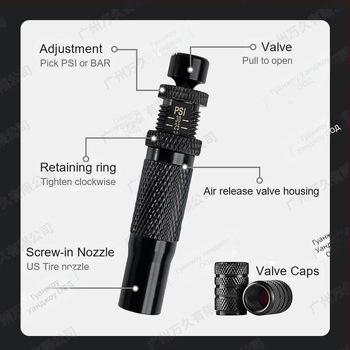 Автоматичен обезвъздушаващ клапан за гуми – офроуд и пясъчни условия, преносим, бързо понижава налягането, дисплей PSI