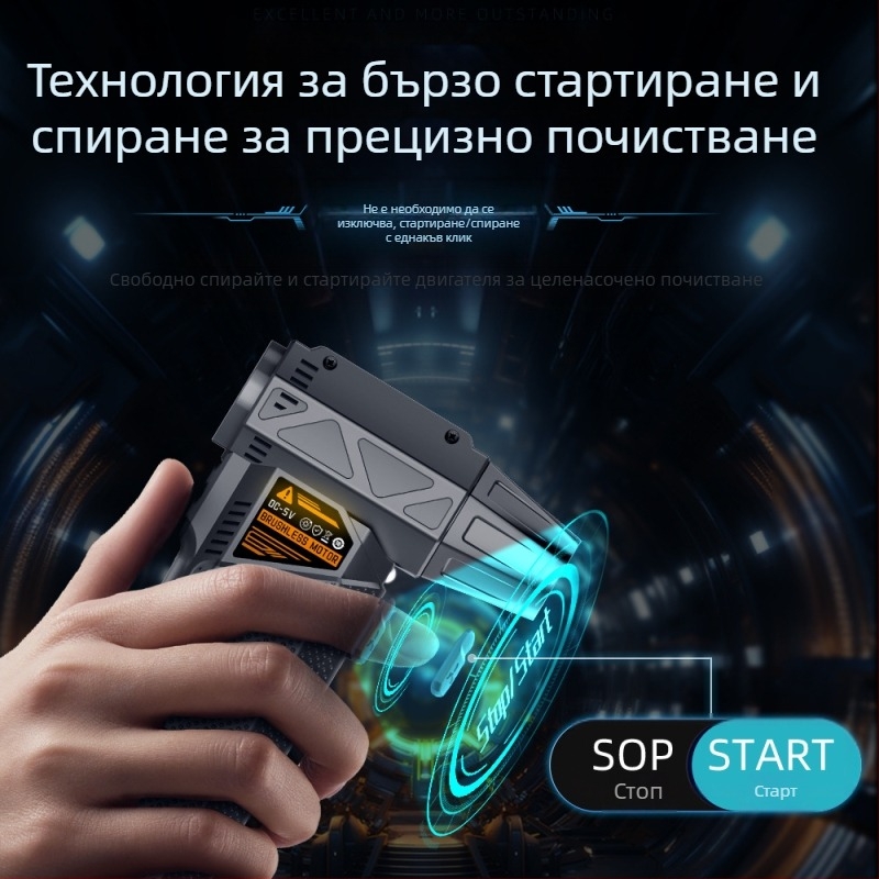 Ръчен USB вентилатор за къмпинг с функция духане на прах и всмукване, безчетков мотор, плавно регулиране на скоростта, вградена батерия 4000–6000 mAh