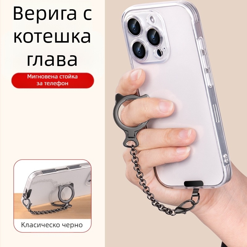 Ланярд за мобилен телефон с дизайн котешка глава, алуминиева сплав, метална катарама, отделям шнур, издръжлив