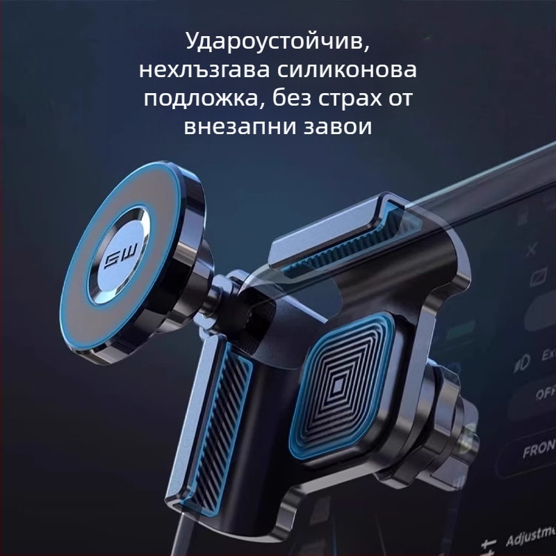 Tesla Model Y магнитен държач за телефон в автомобил с плаващ екран, snap-on монтаж, 10W безжично зареждане