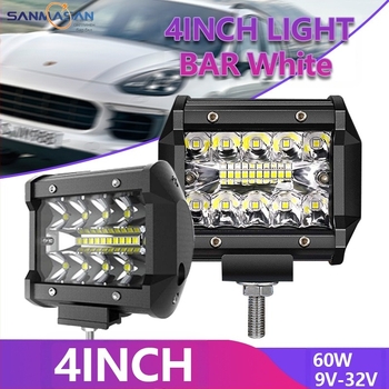 LED работна светлина с три лъча за мотоциклети и офроуд, 60W, 9–32V, алуминиева сплав, LED източник OSL, живот 50 000 ч, 6500–7000K, модел 60w20