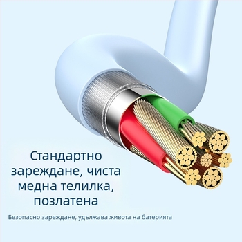 Едно към три мултиконектор кабел за данни и бързо зареждане, Huawei Type-C съвместим; интерфейси: Lightning, Micro USB, Type-C; дължина: 1.2 м; материал: TPE.