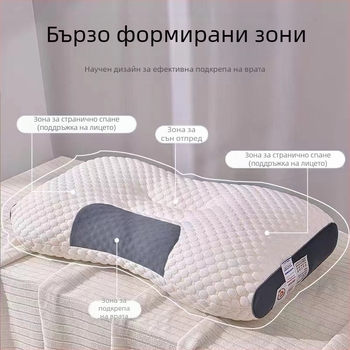 Антибактериална шийна възглавница с ядро, миеща се, не се деформира, правоъгълна форма, пълнеж: полиестерно влакно.