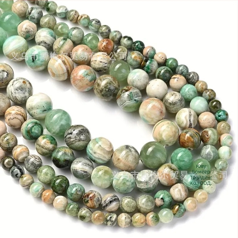 Мъниста за DIY бижута – кръгли каменни мъниста с шарен модел, обработени чрез рязане, шлайфане и полиране