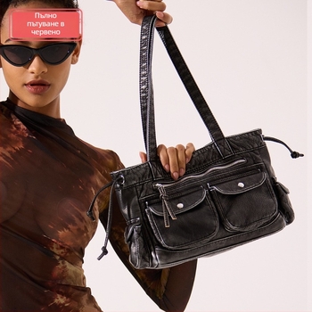 Подмишникова чанта PU, хоризонтална правоъгълна форма, лентово откриване, вътрешен джоб за телефон, с вътрешен слой