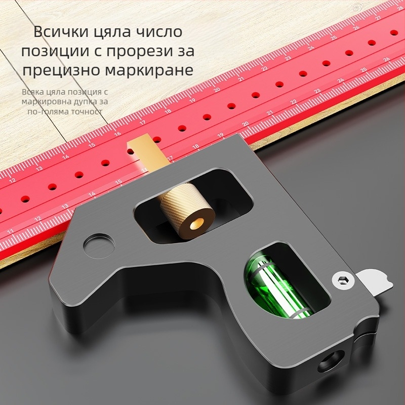 90-градусова дърводелска линейка и мултифункционален ъгломер – удебелена, високоточна универсална комбинирана линейка