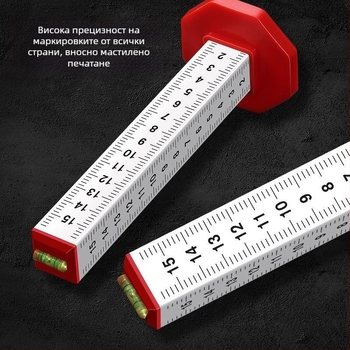 Четиристранен алуминиев сплав нивелиращ и хоризонтален позициониращ измервател за зидария и облицовка