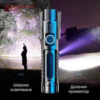 LED фенерче с USB презареждане (ABS корпус; 800 mAh; 5 W; обхват до 200 м)