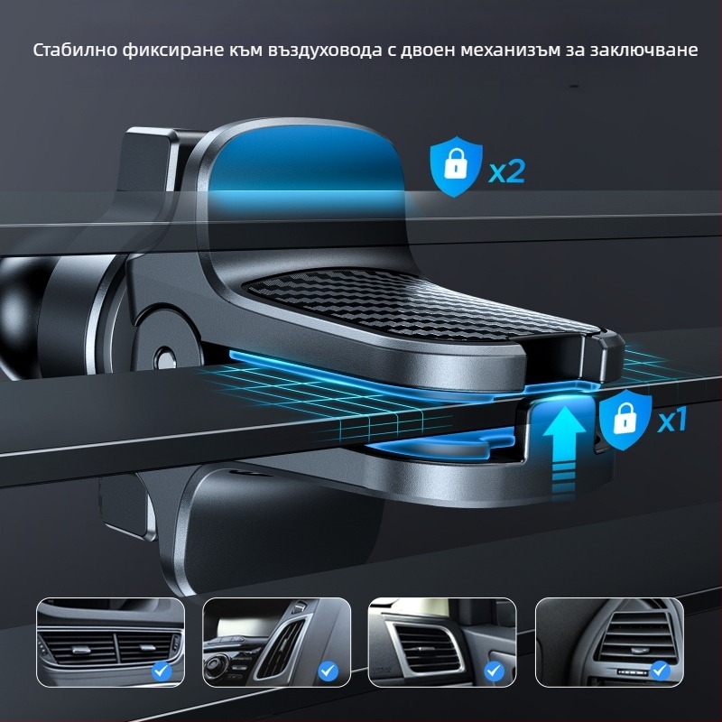Държач за кола за сгъваем екран: Honor Magic Vs 2, Huawei Mate X2/X3 – съвместим с въздуховод и табло; монтаж: щипка, лепило или вакуум