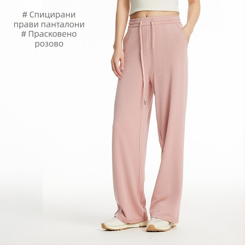 Дамски прави дълги панталони - регенерирани целулозни влакна, прав тип, лято 2024, средна талия, японско-корейски casual