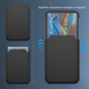 Yisimei Магнитен държач за карти с пръстен за безжично зареждане – двойна карта, TPU заден капак