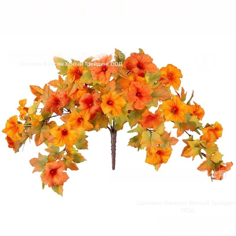 Изкуствена Morning Glory лоза, 12 клончета • Материали: пластмаса, меко лепило, полиестер • За външна употреба, домашна украса, фот реквизит • Техника: боядисване, релеф, инжекционно формоване • Вариант: 19040010902