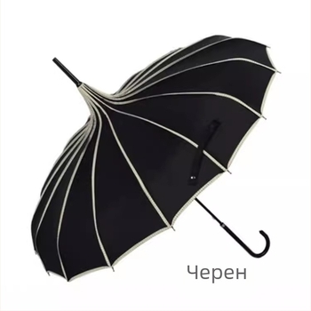 Чадър пагода, стоманен каркас с 16 ребра, дълга права дръжка, ръчно отваряне и затваряне, плат 190T