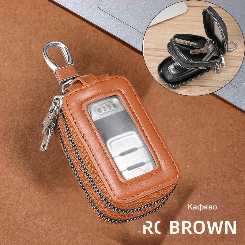 Унисекс чанта за ключове от PU, с двойна ципа, носене на талията, градски минимализъм, сезон Зима 2023