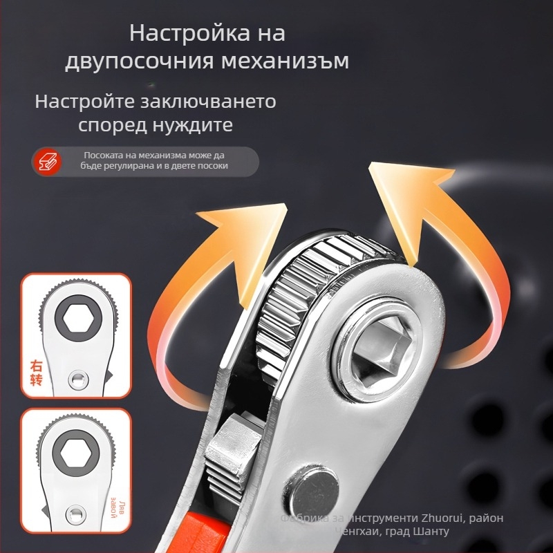 Комплект Eagle Shield отвертки с реверсивен тресчотков механизъм, сгъваем ключ и битове под ъгъл — Карбонова стомана, тегло 0.6 кг, Комплект: Да, Магнитно: Не, Изолирано: Не