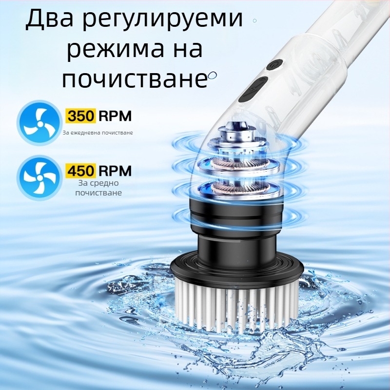 Безжична електрическа мултифункционална почистваща четка за баня 9-в-1 с телескопична глава (9-в-1, безжична, електрическа, телескопична, баня)