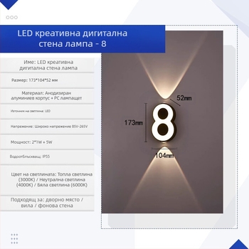 Стенна LED лампа (алуминиево тяло, PC абажур, 220V, CE сертифицирана)