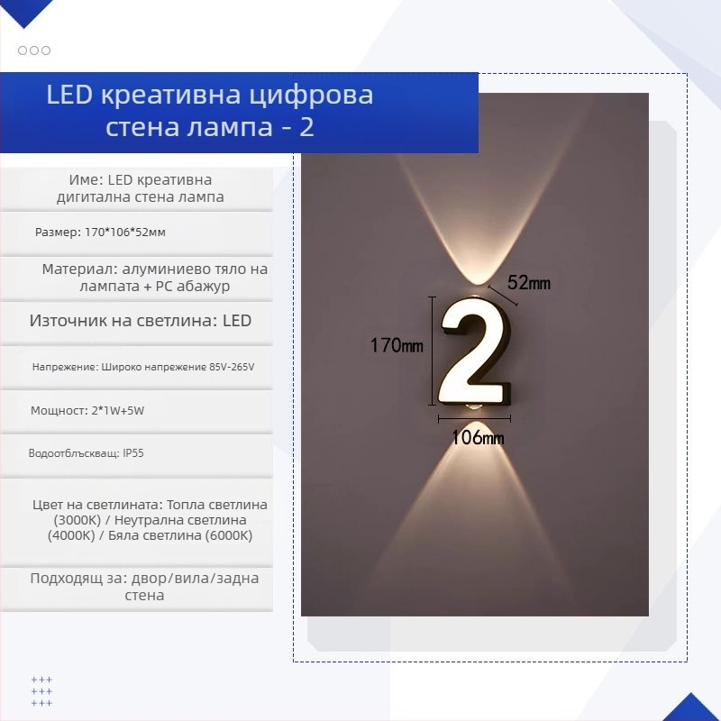 Стенна LED лампа (алуминиево тяло, PC абажур, 220V, CE сертифицирана)