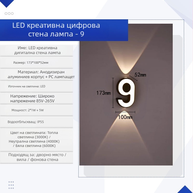 Стенна LED лампа (алуминиево тяло, PC абажур, 220V, CE сертифицирана)