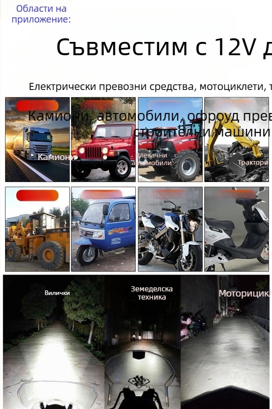 LED фар за мотоциклети и електрически превозни средства, високоинтензивен прожектор, 12V/24V/48V/60V