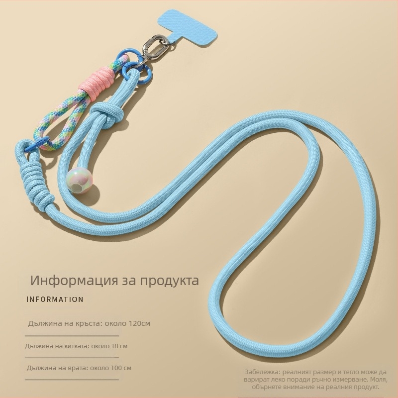 Ланярд за мобилен телефон, отделяем, многофункционален, нейлонова връв с метална катарама, полиестерна лента, анти-изгубване