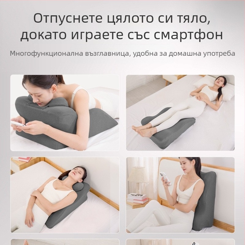 Двойна възглавница за легло с ядро от паметна пяна, калъф от памук, модерен минималистичен стил