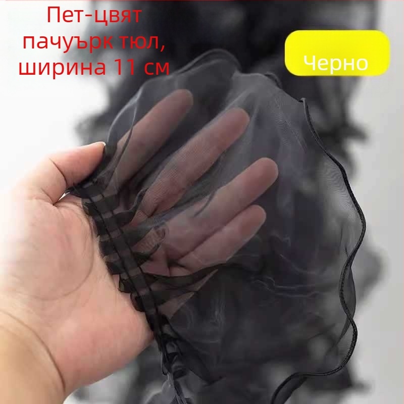 Прозрачен дантелен кант с шестоъгълна мрежа и полиестерна нишка, голям вълнообразен дизайн за занаяти